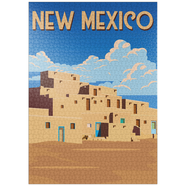 Darstellung des Puzzle Motivs puzzleplate New Mexico, USA, Art Deco style Vintage Poster, Illustration 1000 Puzzle