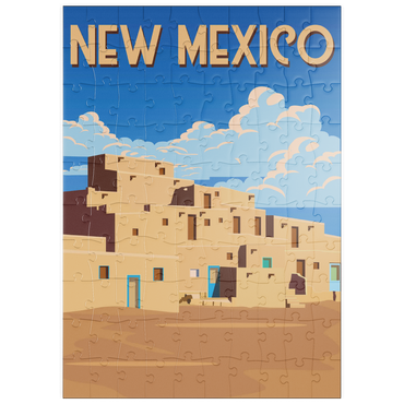 Darstellung des Puzzle Motivs puzzleplate New Mexico, USA, Art Deco style Vintage Poster, Illustration 100 Puzzle