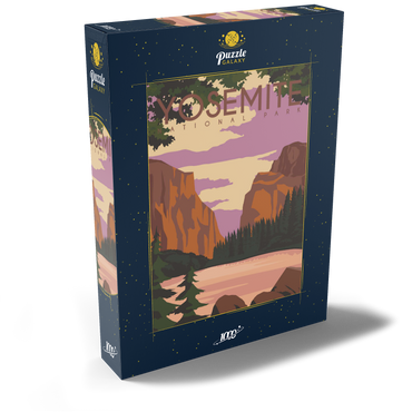 Darstellung des Puzzle Motivs Yosemite National Park Central California, USA, Art Deco style Vintage Poster, Illustration 1000 Puzzle Schachtel Ansicht2