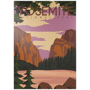 Darstellung des Puzzle Motivs puzzleplate Yosemite National Park Central California, USA, Art Deco style Vintage Poster, Illustration 1000 Puzzle