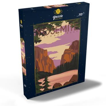 Darstellung des Puzzle Motivs Yosemite National Park Central California, USA, Art Deco style Vintage Poster, Illustration 200 Puzzle Schachtel Ansicht2