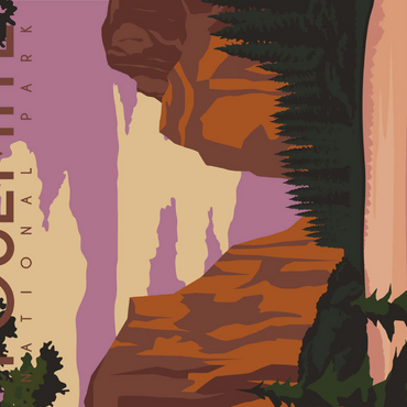 Darstellung des Puzzle Motivs Yosemite National Park Central California, USA, Art Deco style Vintage Poster, Illustration 200 Puzzle 3D Modell