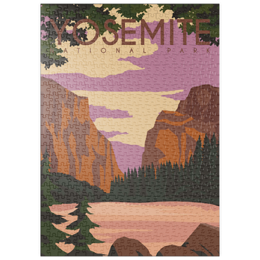 Darstellung des Puzzle Motivs puzzleplate Yosemite National Park Central California, USA, Art Deco style Vintage Poster, Illustration 500 Puzzle