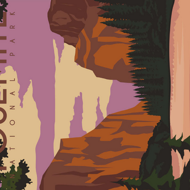 Darstellung des Puzzle Motivs Yosemite National Park Central California, USA, Art Deco style Vintage Poster, Illustration 500 Puzzle 3D Modell