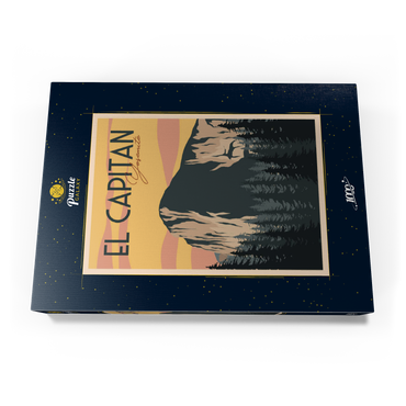 Darstellung des Puzzle Motivs El Capitan im Yosemite National-Park, USA, Art Deco style Vintage Poster, Illustration 1000 Puzzle Schachtel Ansicht3