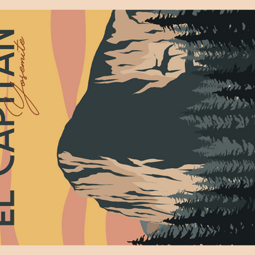 Darstellung des Puzzle Motivs El Capitan im Yosemite National-Park, USA, Art Deco style Vintage Poster, Illustration 1000 Puzzle 3D Modell