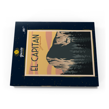 Darstellung des Puzzle Motivs El Capitan im Yosemite National-Park, USA, Art Deco style Vintage Poster, Illustration 100 Puzzle Schachtel Ansicht3