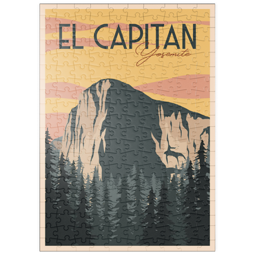 Darstellung des Puzzle Motivs puzzleplate El Capitan im Yosemite National-Park, USA, Art Deco style Vintage Poster, Illustration 200 Puzzle