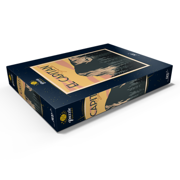 Darstellung des Puzzle Motivs El Capitan im Yosemite National-Park, USA, Art Deco style Vintage Poster, Illustration 500 Puzzle Schachtel Ansicht1