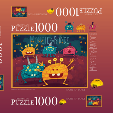 Darstellung des Puzzle Motivs Monster Bande 1000 Puzzle Schachtel 3D Modell
