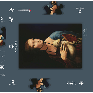 Darstellung des Puzzle Motivs Dame mit dem Hermelin 100 Puzzle Schachtel 3D Modell