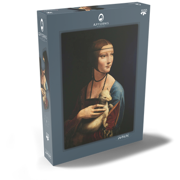 Darstellung des Puzzle Motivs Dame mit dem Hermelin 500 Puzzle Schachtel Ansicht2