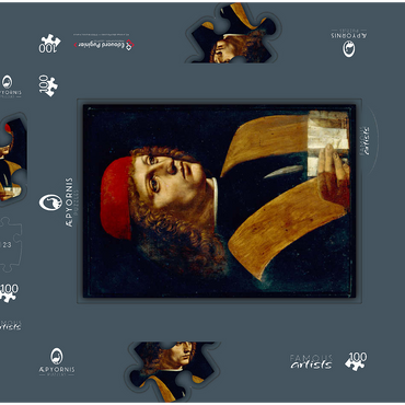 Darstellung des Puzzle Motivs Bildnis eines jungen Mannes 100 Puzzle Schachtel 3D Modell