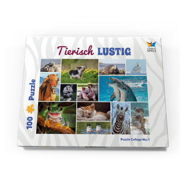 Darstellung des Puzzle Motivs Tierisch Lustig - Collage No. 1 100 Puzzle Schachtel Ansicht3