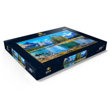 Darstellung des Puzzle Motivs Spirit Island im Maligne Lake - Jasper National Park, Kanada 100 Puzzle Schachtel Ansicht1