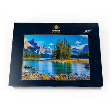 Darstellung des Puzzle Motivs Spirit Island im Maligne Lake - Jasper National Park, Kanada 500 Puzzle Schachtel Ansicht3