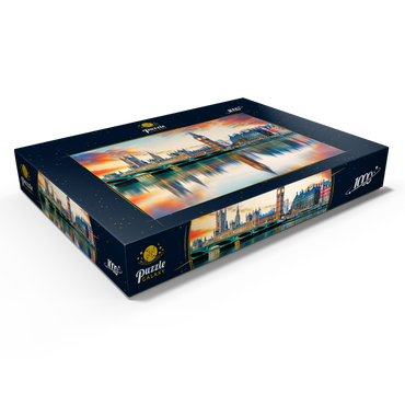 Darstellung des Puzzle Motivs Big Ben und Parlamentsgebäude, London, England 1000 Puzzle Schachtel Ansicht1