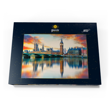 Darstellung des Puzzle Motivs Big Ben und Parlamentsgebäude, London, England 1000 Puzzle Schachtel Ansicht3