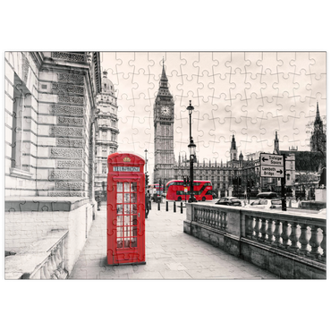 Darstellung des Puzzle Motivs puzzleplate Rote Telefonzelle in London 200 Puzzle