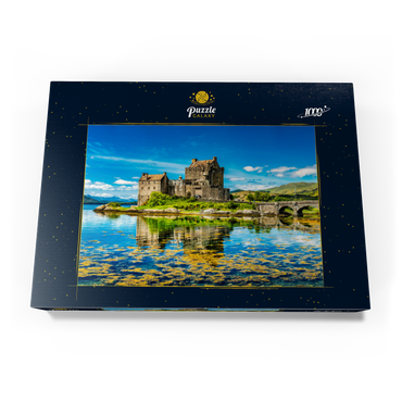 Darstellung des Puzzle Motivs Eilean Donan Castle an einem warmen Sommertag - Dornie, Schottland 1000 Puzzle Schachtel Ansicht3