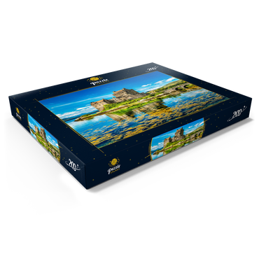 Darstellung des Puzzle Motivs Eilean Donan Castle an einem warmen Sommertag - Dornie, Schottland 200 Puzzle Schachtel Ansicht1