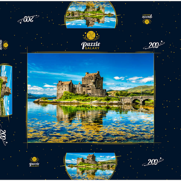 Darstellung des Puzzle Motivs Eilean Donan Castle an einem warmen Sommertag - Dornie, Schottland 200 Puzzle Schachtel 3D Modell