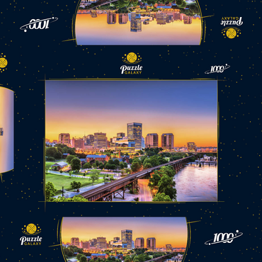 Darstellung des Puzzle Motivs Richmond, Virginia, USA, Skyline der Innenstadt am Fluss in der Dämmerung 1000 Puzzle Schachtel 3D Modell