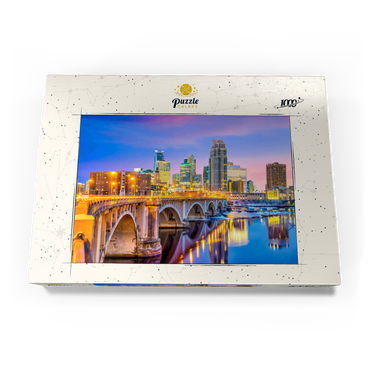 Darstellung des Puzzle Motivs Skyline der Innenstadt von Minneapolis in Minnesota, USA 1000 Puzzle Schachtel Ansicht3