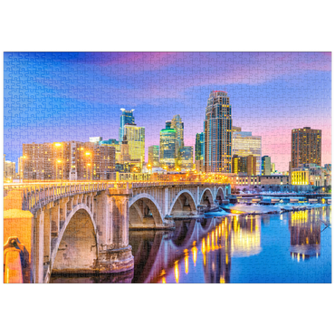 Darstellung des Puzzle Motivs puzzleplate Skyline der Innenstadt von Minneapolis in Minnesota, USA 1000 Puzzle