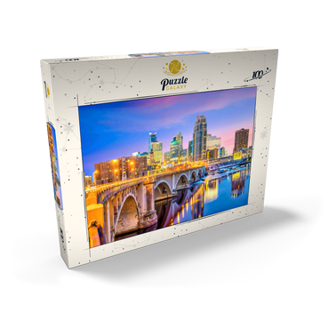 Darstellung des Puzzle Motivs Skyline der Innenstadt von Minneapolis in Minnesota, USA 100 Puzzle Schachtel Ansicht2