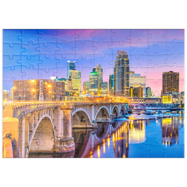 Darstellung des Puzzle Motivs puzzleplate Skyline der Innenstadt von Minneapolis in Minnesota, USA 100 Puzzle