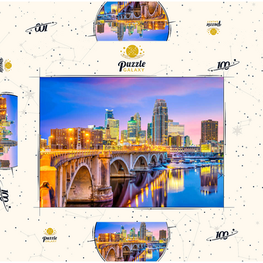 Darstellung des Puzzle Motivs Skyline der Innenstadt von Minneapolis in Minnesota, USA 100 Puzzle Schachtel 3D Modell