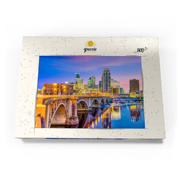 Darstellung des Puzzle Motivs Skyline der Innenstadt von Minneapolis in Minnesota, USA 500 Puzzle Schachtel Ansicht3