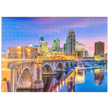 Darstellung des Puzzle Motivs puzzleplate Skyline der Innenstadt von Minneapolis in Minnesota, USA 500 Puzzle