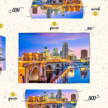 Darstellung des Puzzle Motivs Skyline der Innenstadt von Minneapolis in Minnesota, USA 500 Puzzle Schachtel 3D Modell