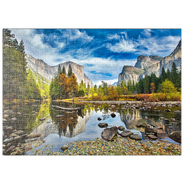 Darstellung des Puzzle Motivs puzzleplate El Capitan und Merced River im Herbst, Kalifornien, USA 500 Puzzle