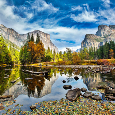 Darstellung des Puzzle Motivs El Capitan und Merced River im Herbst, Kalifornien, USA 500 Puzzle 3D Modell