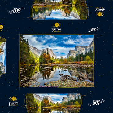 Darstellung des Puzzle Motivs El Capitan und Merced River im Herbst, Kalifornien, USA 500 Puzzle Schachtel 3D Modell