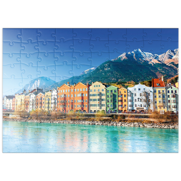 Darstellung des Puzzle Motivs puzzleplate Häuserzeile in Innsbruck, Tirol, Österreich 100 Puzzle