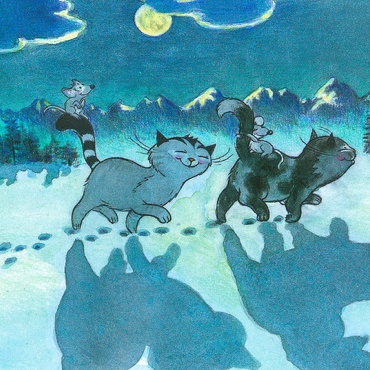 Darstellung des Puzzle Motivs Kater Jacob - Bei Nacht sind alle Katzen grau! 500 Puzzle 3D Modell