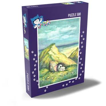 Darstellung des Puzzle Motivs Kater Jacob - Lieber Kuscheln als Muscheln! 500 Puzzle Schachtel Ansicht2
