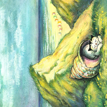 Darstellung des Puzzle Motivs Kater Jacob - Lieber Kuscheln als Muscheln! 500 Puzzle 3D Modell