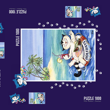 Darstellung des Puzzle Motivs Kater Jacob - Schöne Ferien! 1000 Puzzle Schachtel 3D Modell