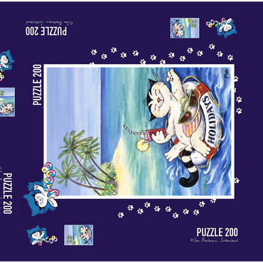 Darstellung des Puzzle Motivs Kater Jacob - Schöne Ferien! 200 Puzzle Schachtel 3D Modell