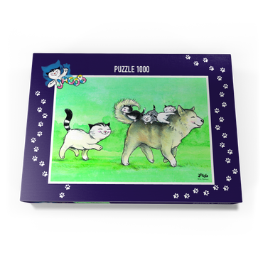 Darstellung des Puzzle Motivs Kater Jacob - Auf den Hund gekommen 1000 Puzzle Schachtel Ansicht3