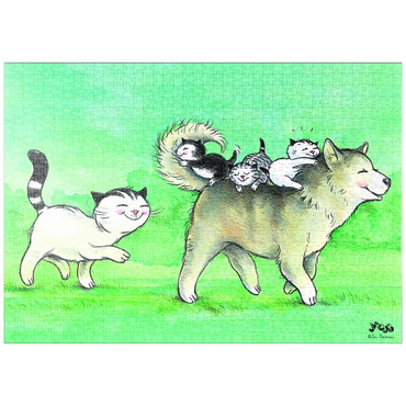 Darstellung des Puzzle Motivs puzzleplate Kater Jacob - Auf den Hund gekommen 1000 Puzzle