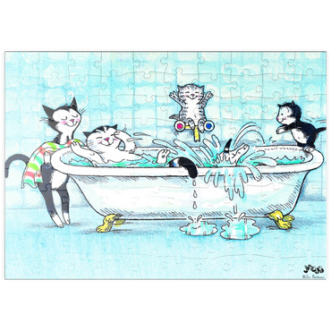 Darstellung des Puzzle Motivs puzzleplate Kater Jacob - Baden macht Spaß! 100 Puzzle
