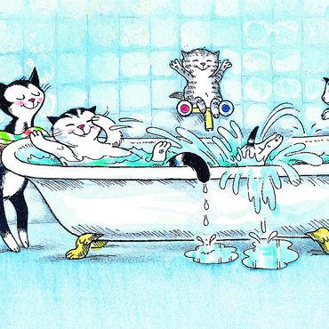 Darstellung des Puzzle Motivs Kater Jacob - Baden macht Spaß! 100 Puzzle 3D Modell