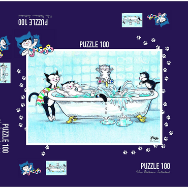 Darstellung des Puzzle Motivs Kater Jacob - Baden macht Spaß! 100 Puzzle Schachtel 3D Modell