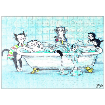Darstellung des Puzzle Motivs puzzleplate Kater Jacob - Baden macht Spaß! 200 Puzzle